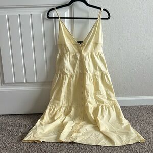 Forever 21 Yellow Strapless Midi Dress